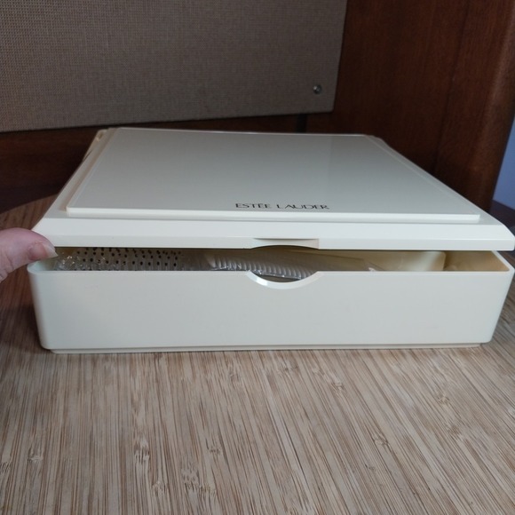 Vtg Estee Lauder Brush/Comb With Ivory Hard Plastic Makeup Case Jewelry Box 90s - Picture 7 of 16